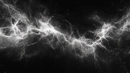 A dark, minimalistic texture background showcasing abstract representations of geometry, astronomy, stars, and space particles. Science concept