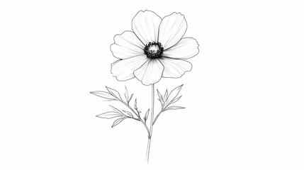 Black And White Detailed Flower Line Art Illustration