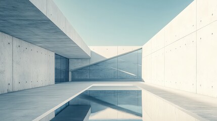 Obraz premium Modern Architectural Space with Minimalist Design and Reflection