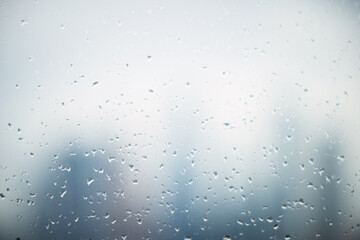 raindrops on the window on a summer day.