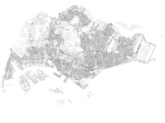 Map of Singapore city transportation routes	