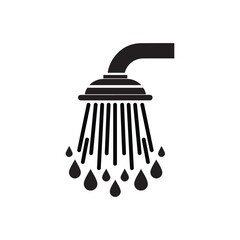 Water Shower Icon Silhouette Vector Art | Bathroom & Hygiene Symbol
