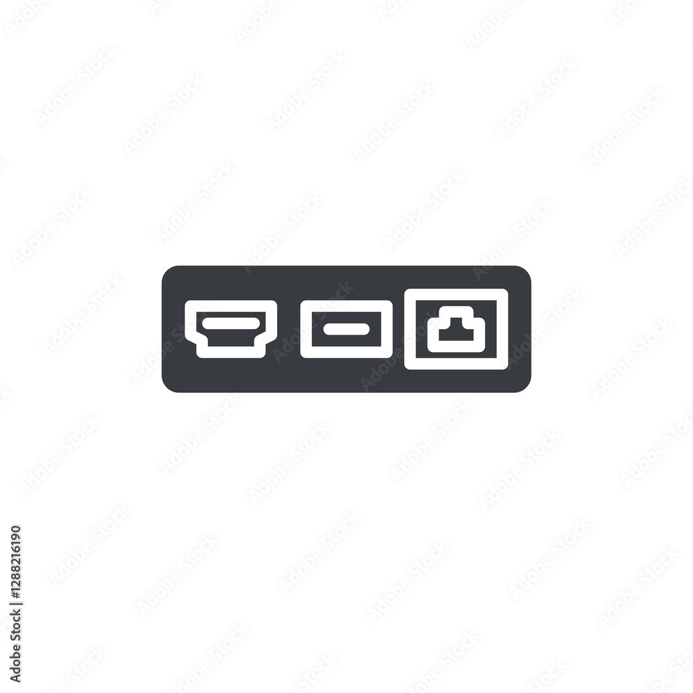 Poster hub with multiple connection port vector icon