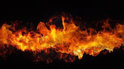 Fiery flames on a dark background