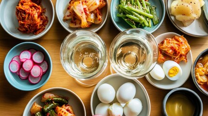 Korean Rice Wine Paired with Traditional Side Dishes