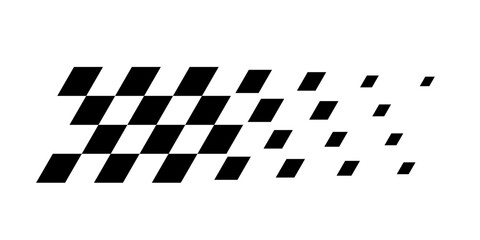 Racing flag background. Diagonal checkered flag pattern in black and white with a fading effect. Classic racing theme for motorsport textiles, banners, graphic, designs. Abstract vector illustration.