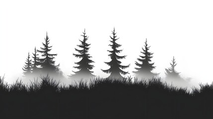 Obraz premium misty forest silhouette