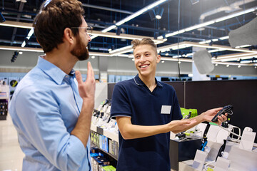 Engaging and exceptional customer service within the vibrant electronics retail environment