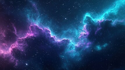 Cosmic Nebula: A Celestial Tapestry of Purple and Teal