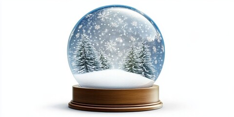 Winter Wonderland Snow Globe with Pine Trees and Snowflakes, holiday, decoration