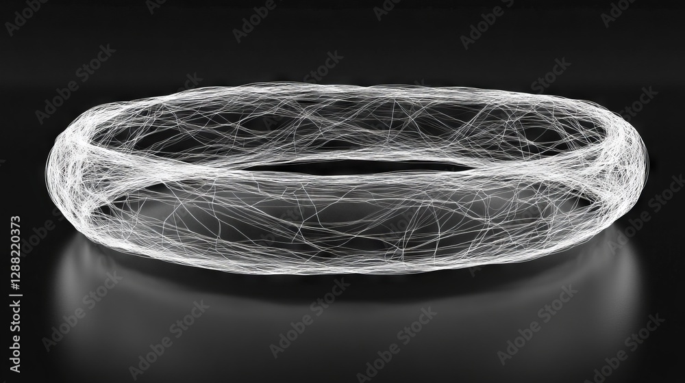 Fototapete an isolated 3d abstract cyber-futuristic retro y2k shape element, featuring a glowing neon white wir