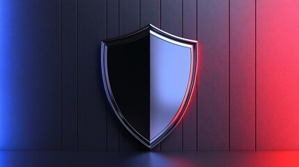 modern shield design on textured wall with dramatic lighting