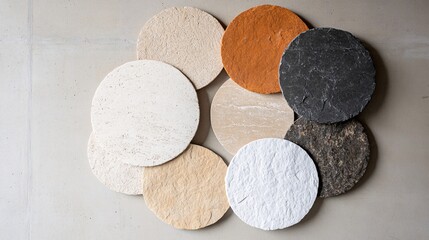 Naklejka premium circular natural stone coasters: elegant textures for home décor