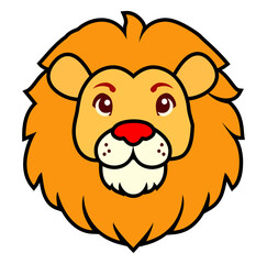 Cartoon Lion King Head Vectors Illustration