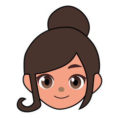 Cartoon Cute Female Head Vectors Illustration