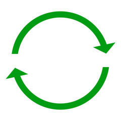 illustration of a green recycle or circular arrow. recycle icon