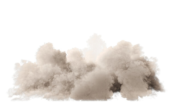 Isolated Dense cloud of billowing smoke or steam on uniform background