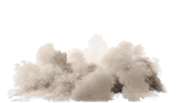 Isolated Dense cloud of billowing smoke or steam on uniform background