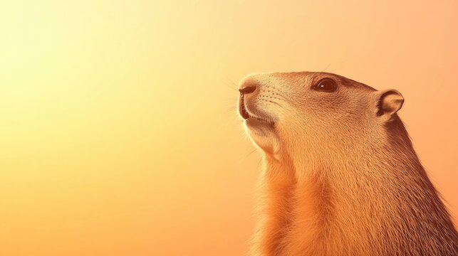 Golden sunset highlights curious marmot, showcasing nature's bea