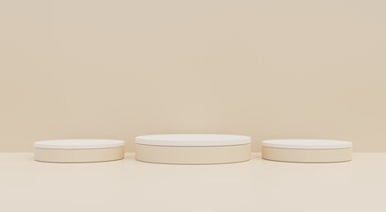 Beige podium. Beige background. For advertising beauty, spa, 3D illustration