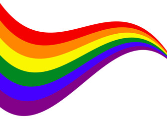 Logo lgbt. Mes del orgullo. Líneas curvas como olas con los colores de la bandera arcoiris