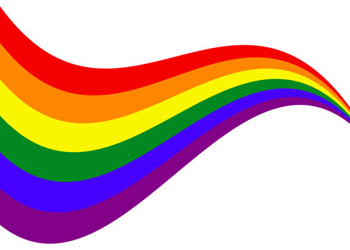 Logo lgbt. Mes del orgullo. L&iacute;neas curvas como olas con los colores de la bandera arcoiris