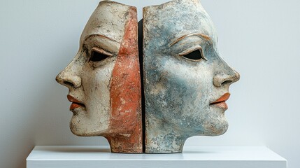 Dual face masks art studio display