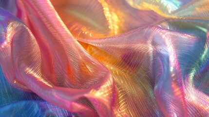 Obraz premium A close-up of a shiny, iridescent fabric.