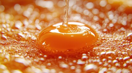 Egg yolk frying, hot oil, kitchen, bubbles, food