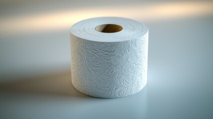 Embossed toilet paper roll, studio shot, soft light, hygiene