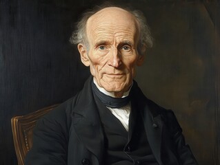 Elderly Man with Intense Expression in Classic Portrait Style, Capturing Wisdom and Experience through Fine Art Techniques