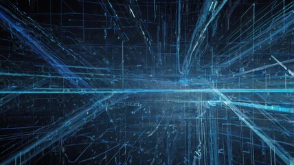 Abstract Blue Lines Technology Background with a Digital Futuristic Network Pattern in a Modern Geometric Design Style