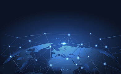 Global network connection. World map point and line composition concept of global business. Vector Illustration