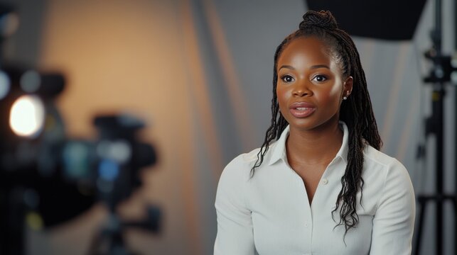 Female speaks in interview