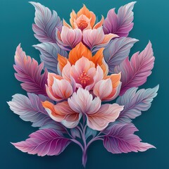 Fototapeta premium Decorative floral bouquet, abstract art design, for greeting cards, wall decor