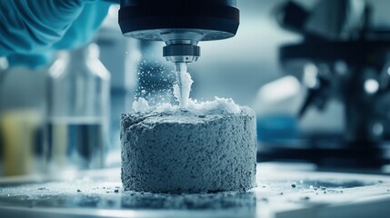 Gray Concrete Cylinder Processing In Lab Environment