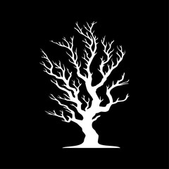 Dry tree logo vector illustration template. Simple abstract icon black and white
