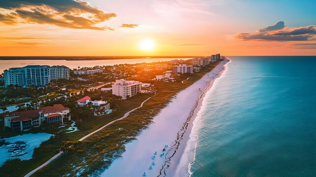 beautiful sunset over longboat key beach florida