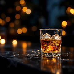 Chilled Elegance: A Glass of Whiskey on Ice