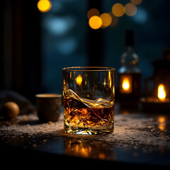 Chilled Elegance: A Glass of Whiskey on Ice