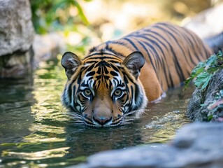  Eyes of a sad tiger in a zoo