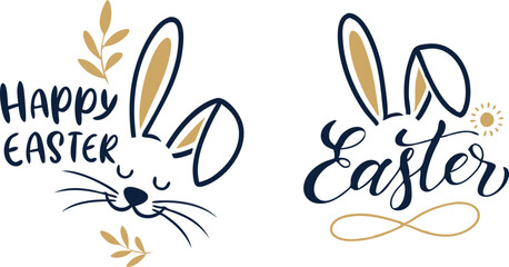 Happy Easter concept design, story template and banner set with bunny ears