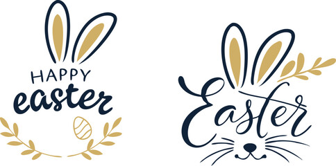 Obraz premium Happy Easter concept design, story template and banner set with bunny ears