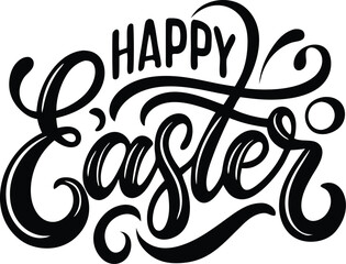 happy Easter Hand drawn calligraphy and brush pen lettering. design for holiday greeting card and invitation of the happy Easter day