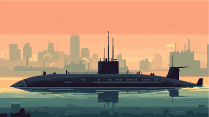 Obraz premium Illustration of a submarine. Naval forces.