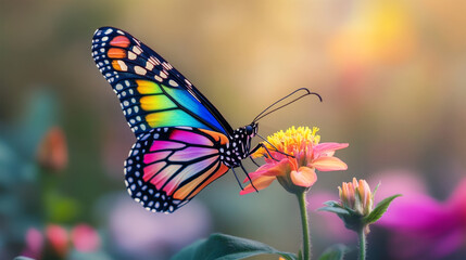 Fototapeta premium butterfly with flowers on nature background