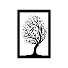 Dry tree logo vector in rectangle
