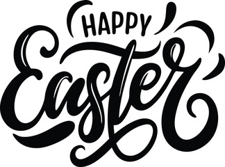 happy Easter Hand drawn calligraphy and brush pen lettering. design for holiday greeting card and invitation of the happy Easter day