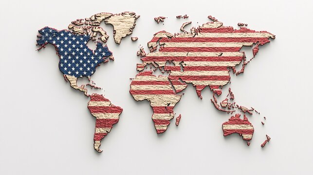 world map with american flag design for global representation