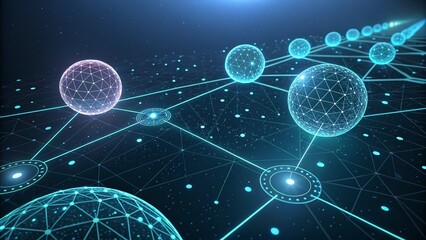 Futuristic representation of artificial intelligence with interconnected nodes and lines, illustrating complex data processing